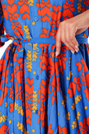 Blue Shirt dress with godet skirt 94075