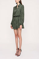 Khaki Shirt dress with godet skirt 94075