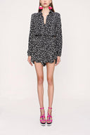 Black White Shirt dress with godet skirt 94075