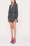 Black White Shirt dress with godet skirt 94075