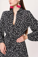 Black White Shirt dress with godet skirt 94075