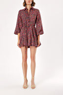 Mixed Colors Shirt dress with godet skirt 94075