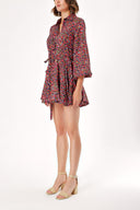 Mixed Colors Shirt dress with godet skirt 94075