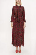 Black Red Piping long shirt dress 94085