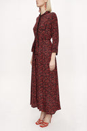 Black Red Piping long shirt dress 94085