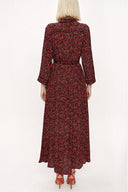 Black Red Piping long shirt dress 94085