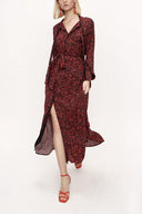 Black Red Piping long shirt dress 94085