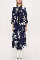 Floral Printed Piping long shirt dress 94085