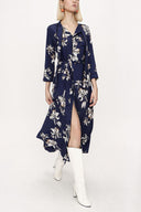 Floral Printed Piping long shirt dress 94085