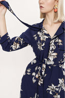 Floral Printed Piping long shirt dress 94085