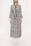0002 White Color Floral Piping long shirt dress 94085