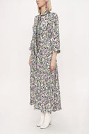 0002 White Color Floral Piping long shirt dress 94085