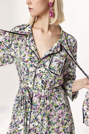 0002 White Color Floral Piping long shirt dress 94085