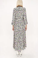 0002 White Color Floral Piping long shirt dress 94085