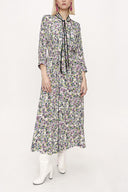 0002 White Color Floral Piping long shirt dress 94085