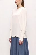 Beige Elastic cuff blouse 19907