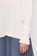 Beige Elastic cuff blouse 19907