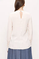 Beige Elastic cuff blouse 19907