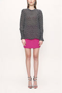 Black White Elastic cuff blouse 19907