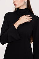Black High neck long dress 94008