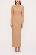 Beige High neck long dress 94008