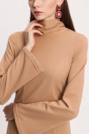 Beige High neck long dress 94008