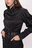 Black Stitched detailed shirt dress 94010