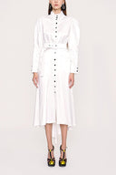 White Stitched detailed shirt dress 94010
