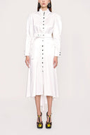 White Stitched detailed shirt dress 94010