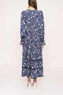 Navy Blue Velvet piping detailed dress 94012