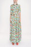 Mixed Colors Pleated long shirt dress 94013