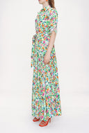 Mixed Colors Pleated long shirt dress 94013