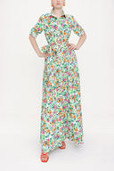 Mixed Colors Pleated long shirt dress 94013