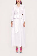 White Pleated maxi taffeta dress 94018