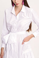 White Pleated maxi taffeta dress 94018