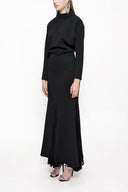 Black Turtleneck chiffon combination long dress 94022