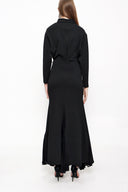 Black Turtleneck chiffon combination long dress 94022