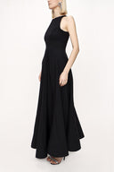 Black sleeveless godet maxi dress 94023