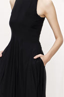 Black sleeveless godet maxi dress 94023