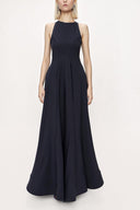 Navy Blue sleeveless godet maxi dress 94023