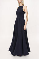 Navy Blue sleeveless godet maxi dress 94023