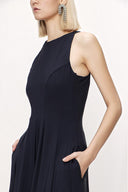 Navy Blue sleeveless godet maxi dress 94023