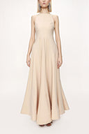 Camel Hair sleeveless godet maxi dress 94023