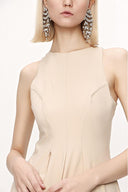 Camel Hair sleeveless godet maxi dress 94023