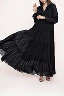 Black Pleated wide cut dress 94027