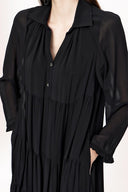 Black Pleated wide cut dress 94027