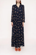 Navy Blue Pleated wide cut dress 94027