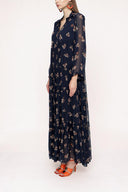 Navy Blue Pleated wide cut dress 94027