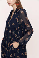 Navy Blue Pleated wide cut dress 94027