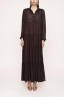 Brown Pleated wide cut dress 94027